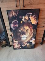 Schilderij leeuw met bloemen en vissen print, Ophalen, Oorspronkelijke maker, Minder dan 50 cm, 50 tot 75 cm