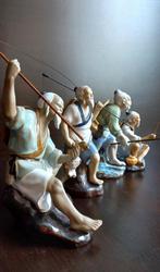 Vintage set van 4 Chinese Wanjiang Mudman keramieken vissers, Antiek en Kunst, Ophalen of Verzenden