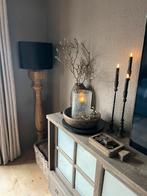 Houten Baluster Lamp met Zwarte Kap, Huis en Inrichting, Lampen | Vloerlampen, Ophalen, Zo goed als nieuw, Hout, 150 tot 200 cm