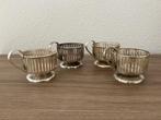 Set van 4 verzilverde theeglashouders Herbert Hooijkaas DE, Antiek en Kunst, Antiek | Goud en Zilver, Ophalen of Verzenden