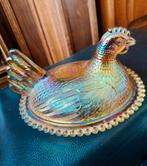 Glazen Kip Haan iriserend glas , indiana glas carnival glaze, Antiek en Kunst, Verzenden