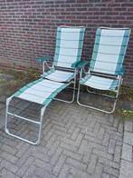 2 campingstoelen dukdalf lichtgewicht groen 1 voetenbankje, Ophalen, Gebruikt, Campingstoel