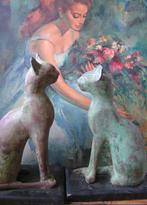 2 bronzen beelden van katten nr MM 278, Antiek en Kunst, Antiek | Koper en Brons, Verzenden
