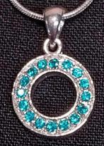 zilverkleurig hangertje met turquoise strass steentjes, Overige materialen, Blauw, Nieuw, Ophalen of Verzenden