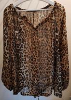 Sjieke bloes met print zwart, camel en beige., Ophalen of Verzenden, Zo goed als nieuw, Maat 46/48 (XL) of groter, Zwart