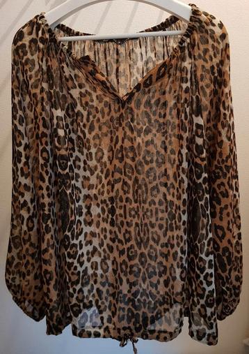 Sjieke bloes met print zwart, camel en beige. beschikbaar voor biedingen