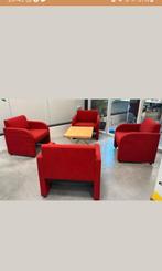 4 rode stoffen fauteuils In nette conditie, Ophalen, Zo goed als nieuw, Minder dan 75 cm, 50 tot 75 cm
