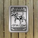 Waarschuwingsbord Pit Bull terrier RVS look, Dieren en Toebehoren, Honden-accessoires, Ophalen of Verzenden