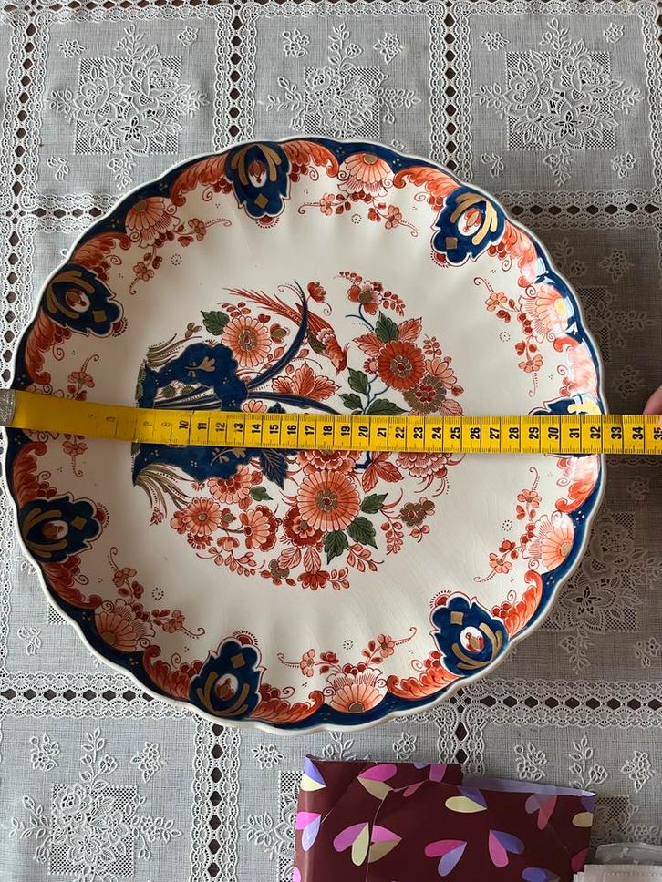 Delftsblauw Bord Porcelyne Fles, Gouden Details, Antiek en Kunst, Antiek | Schalen, Ophalen of Verzenden