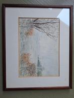 Aquarel Nederlands landschap/uiterwaarden', 1981, Antiek en Kunst, Ophalen of Verzenden