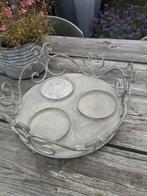 Leuk brocante plantenhouder/plateau 35cm, Ophalen, Zo goed als nieuw, Rond, Metaal
