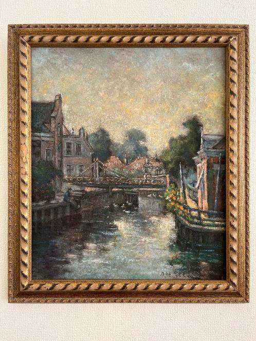 Broer de Boer; pastel dorps tafereel, Antiek en Kunst, Kunst | Schilderijen | Klassiek, Ophalen of Verzenden