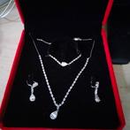 Zilveren Sieradenset met Fianieten - 4-delig New, Nieuw, Zilver, Zilver, Met edelsteen