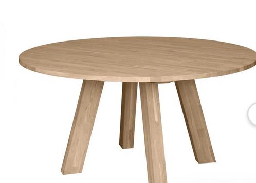 Ronde woood tafel 150 cm Rhonda en woood trolleykast., Huis en Inrichting, Tafels | Eettafels, Zo goed als nieuw, 50 tot 100 cm