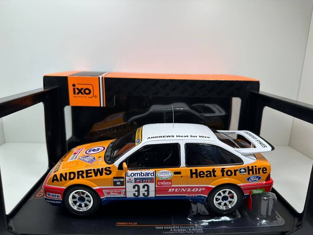 FORD SIËRRA RS COSWORTH BROOKES LOMBARD RALLY 1989 IXO NIEUW, Hobby en Vrije tijd, Modelauto's | 1:18, Ophalen of Verzenden, Nieuw