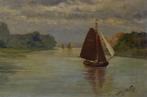 Schilderij 19e eeuw Franz De Vadder zeilboten., Antiek en Kunst, Verzenden