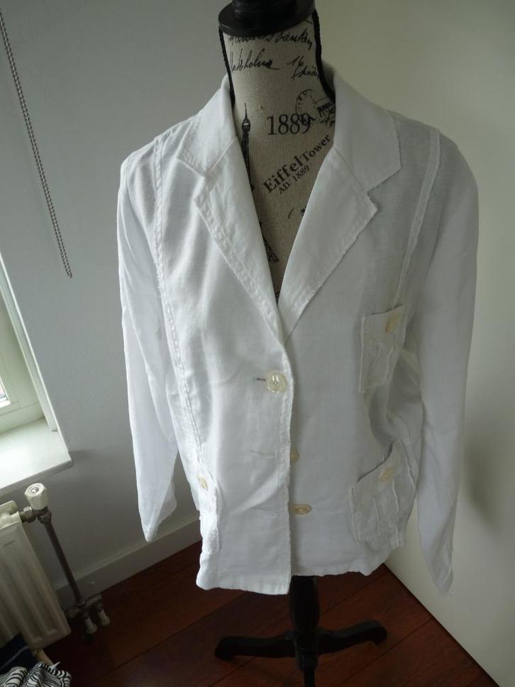 zomers wit linnen jasje van Vechy, ml xl, Kleding | Dames, Jasjes, Kostuums en Pakken, Zo goed als nieuw, Jasje, Maat 46/48 (XL) of groter