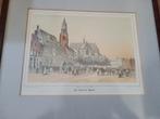 Arnhem de groote markt prent schilderij, Ophalen of Verzenden