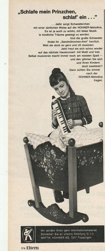 Retro reclame 1968 Hohner muziekinstrumenten voor moeders beschikbaar voor biedingen