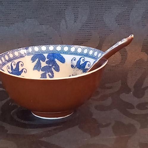 Japans kapucijner porseleinen soep / rijst kom met lepel, Antiek en Kunst, Antiek | Servies los, Ophalen of Verzenden