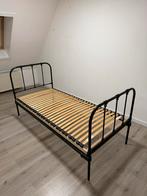 Antiek zwart ziekenhuisbed met lattenbodem en matras, Huis en Inrichting, Slaapkamer | Bedden, Gebruikt, 90 cm, Eenpersoons, Zwart