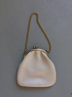 Clutch portemonnee vintage retro met gouden ketting leer cre, Verzenden, Gebruikt, Wit, Avondtasje
