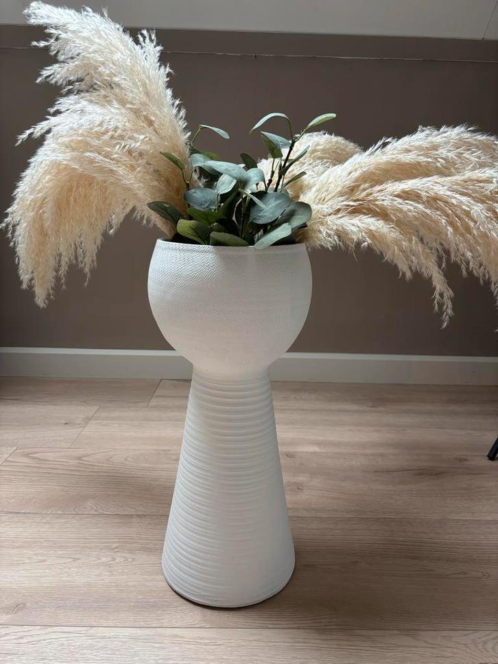 Witte Bloempot, Huis en Inrichting, Woonaccessoires | Vazen, Zo goed als nieuw, Wit, Minder dan 50 cm, Kunststof, Ophalen