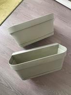 2x Balkonbak hangend over reling in lichtgroen, Ophalen, Zo goed als nieuw, Kunststof, Minder dan 30 cm