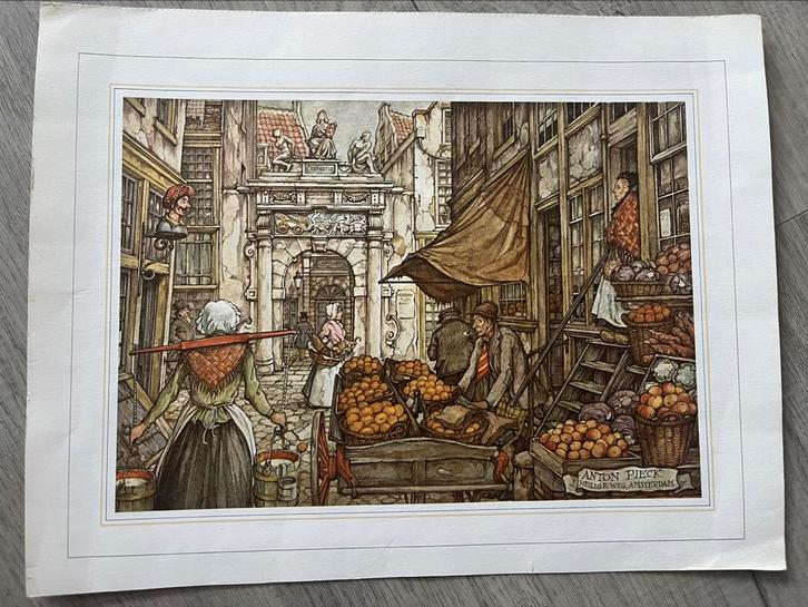 Anton Pieck prenten met omschrijving, Verzamelen, Foto's en Prenten, Zo goed als nieuw, Prent, Overige onderwerpen, Voor 1940