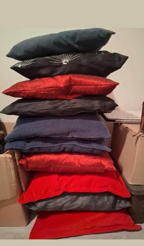 Sierkussens met afneembare hoezen 10 stuks, Huis en Inrichting, Woonaccessoires | Kussens, Zo goed als nieuw, Blauw, Vierkant