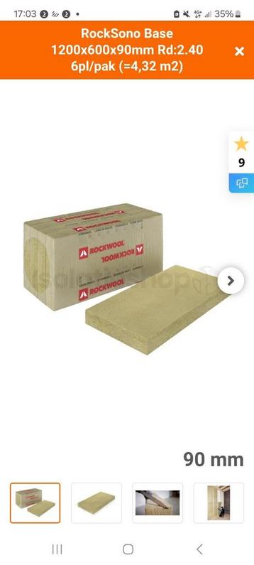 ROCKWOOL 90 mm - RockSono Base 1200x600x90mm  beschikbaar voor biedingen