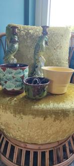 3x retro vintage bloempot 1xhang, Ophalen, Rond, Zo goed als nieuw, Minder dan 25 cm