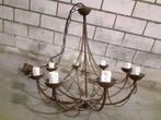 GRATIS: grote kroonluchter (60cm br.) 8x E14 (roest-look) b0, Ophalen, Metaal