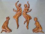 4st houten Filipijnse tinikling volksdansers wand-decoratie, Antiek en Kunst, Kunst | Beelden en Houtsnijwerken, Ophalen of Verzenden