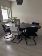 Eettafel zwart ovaal + stoelen, Huis en Inrichting, Tafels | Eettafels, Ophalen, 100 tot 150 cm, 200 cm of meer, Zo goed als nieuw