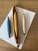 Antieke weefspoel / schietspoel met garenklossen, Antiek en Kunst, Ophalen of Verzenden