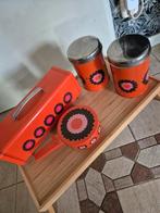 Retro set, oranje met bloempatroon, Antiek en Kunst, Ophalen of Verzenden