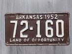 Kentekenplaat Arkansas USA 1952 Nummerplaat Nummerbord, Verzamelen, Ophalen of Verzenden, Gebruikt, Auto's