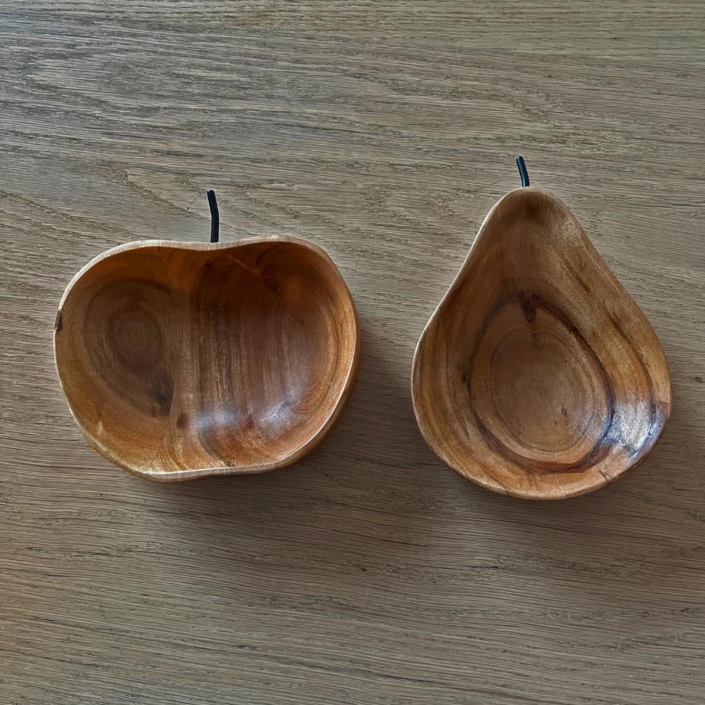 2 houten schaaltjes, appel en peer NIEUW!, Huis en Inrichting, Ophalen of Verzenden, Nieuw