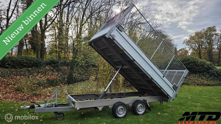 TWINTRAILER 3500kg kipper machinetransporter met loofrekken, Auto diversen, Aanhangers en Bagagewagens, Gebruikt