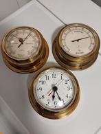 Vintage Junghans messing quartz scheepsklok baro hygrometer, Ophalen of Verzenden