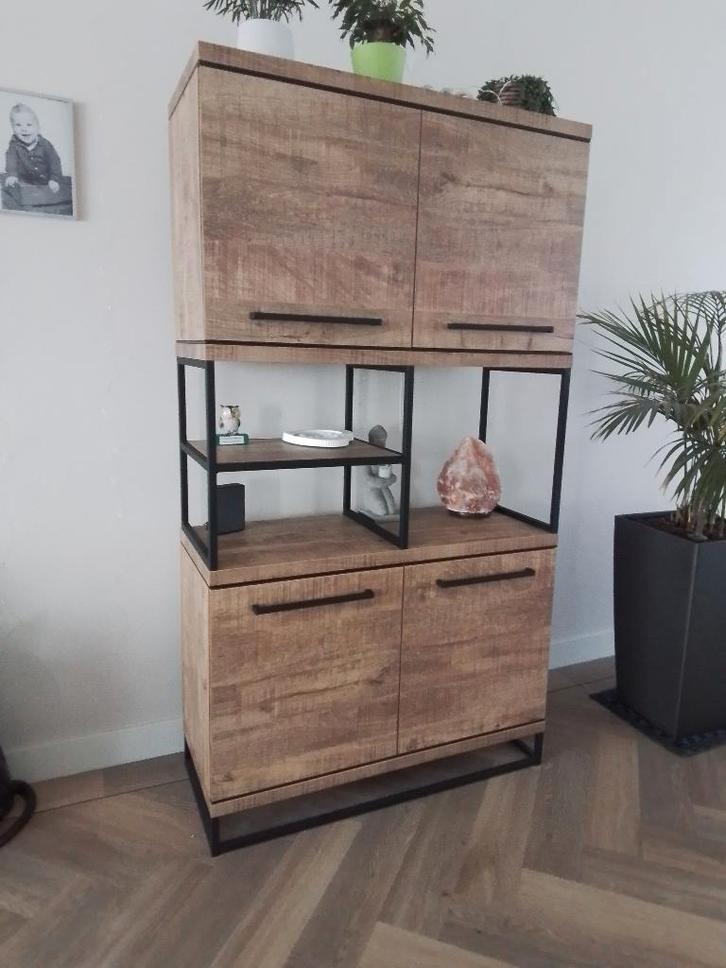 Lidia barkast 110x200x45 mango, Huis en Inrichting, Kasten | Dressoirs, Zo goed als nieuw, 100 tot 150 cm, 25 tot 50 cm, Met plank(en)