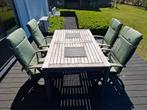 Hartman tuinset tuintafel 4 verstelbare stoelen, Tuin en Terras, Tuinsets en Loungesets, Ophalen, 4 zitplaatsen, Kunststof, Gebruikt