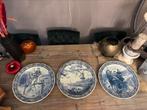 Set3 Vintage defts blauwe aardewerk borden, Verzenden