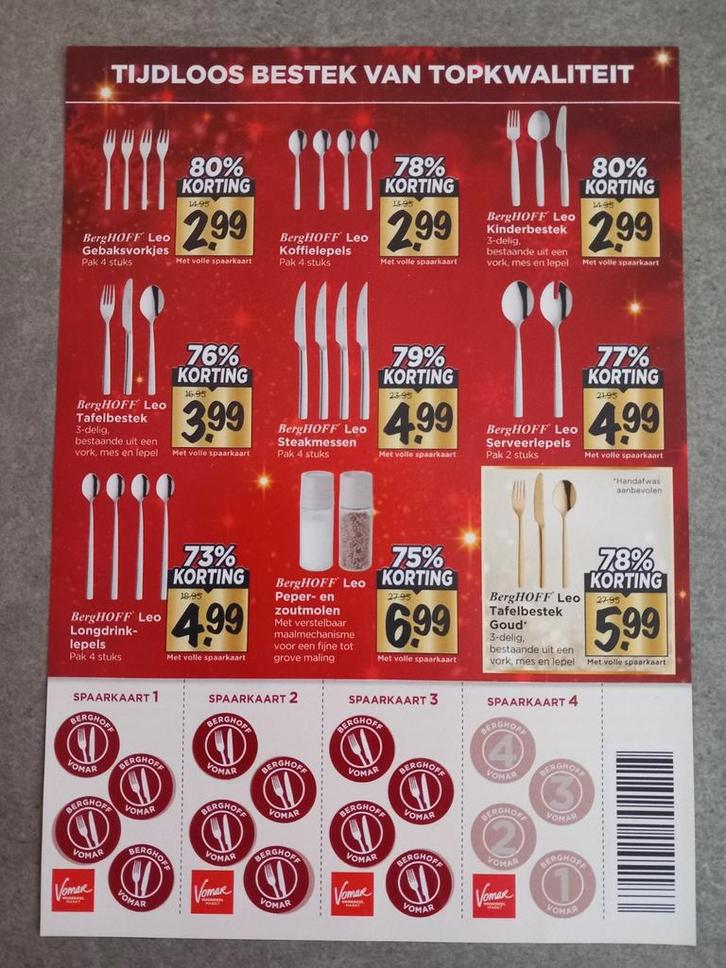 12 zegels Vomar Berghoff bestek 2025, Verzamelen, Supermarktacties, Vomar, Ophalen of Verzenden