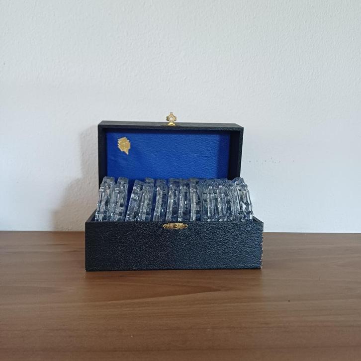 Doosje met 12 glazen onderzetters, Huis en Inrichting, Woonaccessoires | Onderzetters, Gebruikt, Glas of Kopje, Ophalen of Verzenden