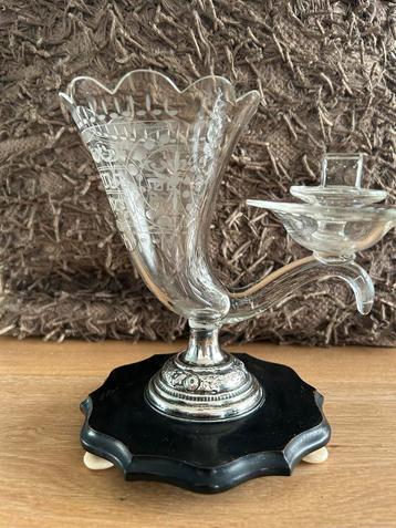 Biedermeier Hoorn des Overvloeds Kristalglas Zilver Voet beschikbaar voor biedingen