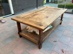 Robuuste houten salontafel met opbergplank, Ophalen, Gebruikt, 100 tot 150 cm, 50 tot 100 cm