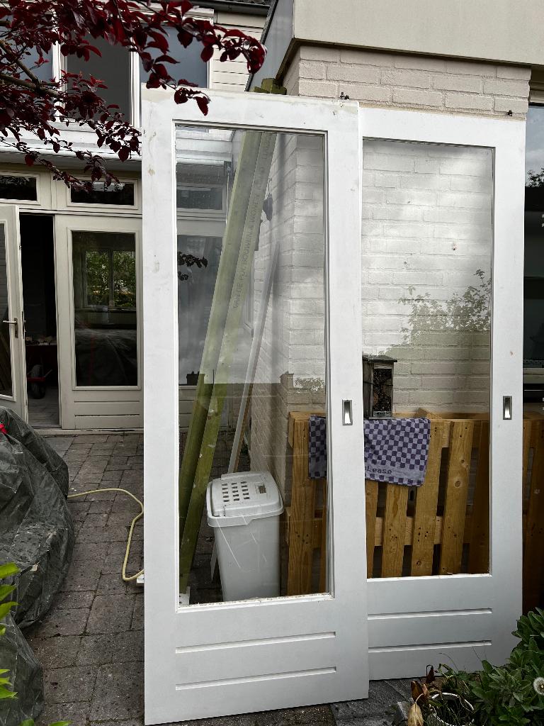 Deuren te koop 1 binnendeur, 1 buitendeur en 2 schuifdeuren, Ophalen, 80 tot 100 cm, Overige typen, 200 tot 215 cm