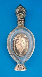 Kristallen parfumflesje met zilver, Antiek en Kunst, Ophalen of Verzenden